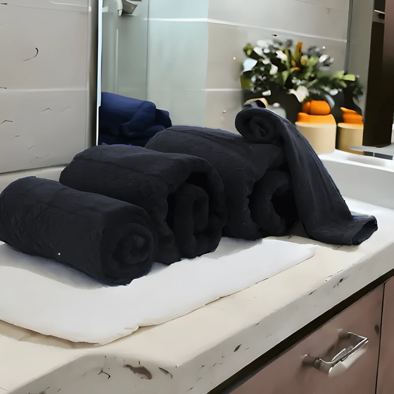 TOALLA DE CARA 30*50CM 100% ALGODO PACK DE 2 LISO NEGRO - 3
