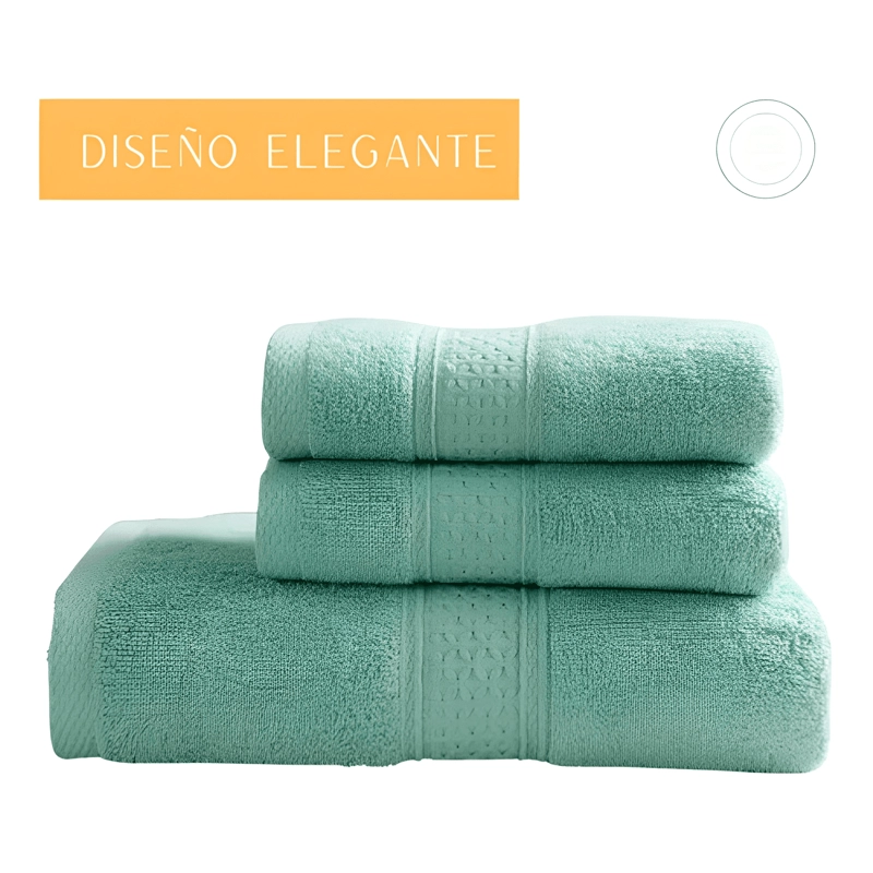 PACK DE 2 TOALLAS DE BAÑO CUERPO Y MANO 100% ALGODON VERDE - 4