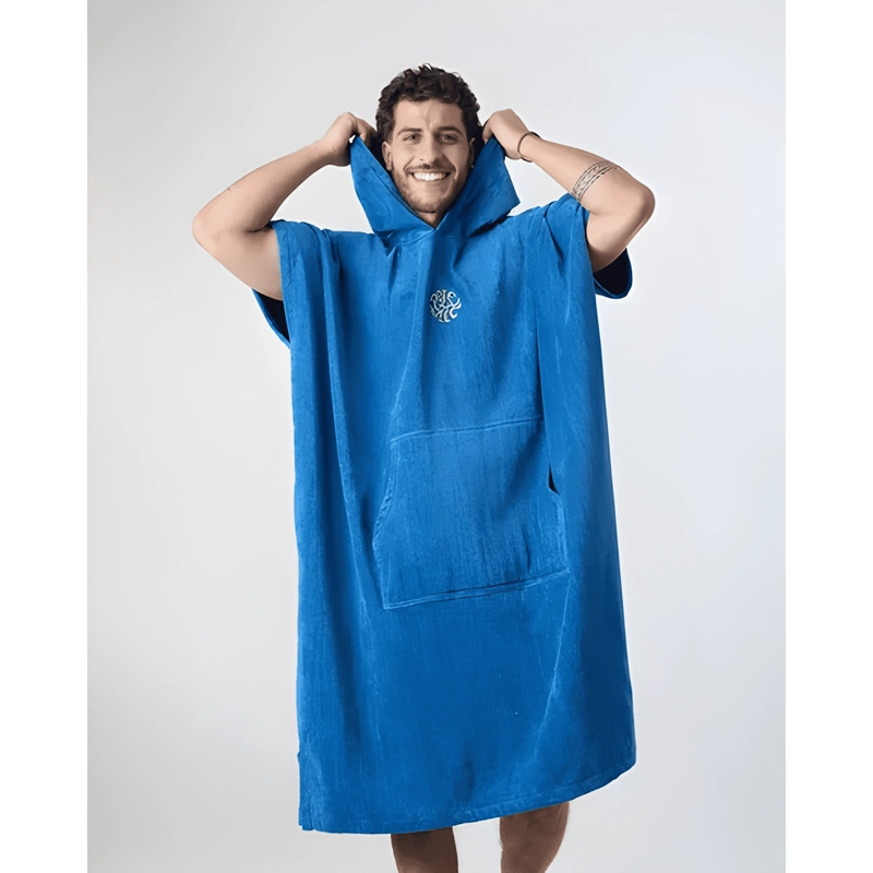 TOALLA PONCHO ADULTO PLAYA - POLEMIC LISO AZUL - 1