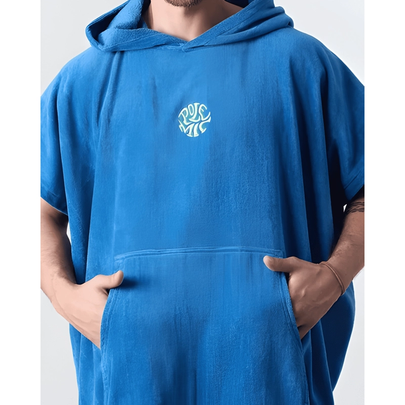 TOALLA PONCHO ADULTO PLAYA - POLEMIC LISO AZUL - 2
