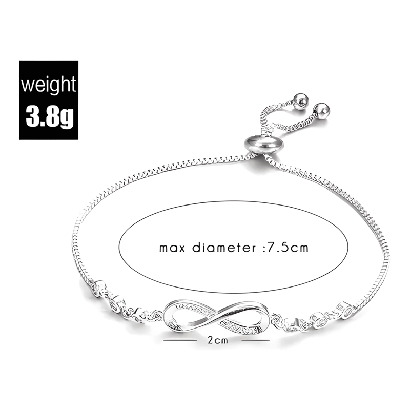 PULSERA INFINITO AJUSTABLE DE PLATA LEY S925 + BOLSA Y #2 - 1
