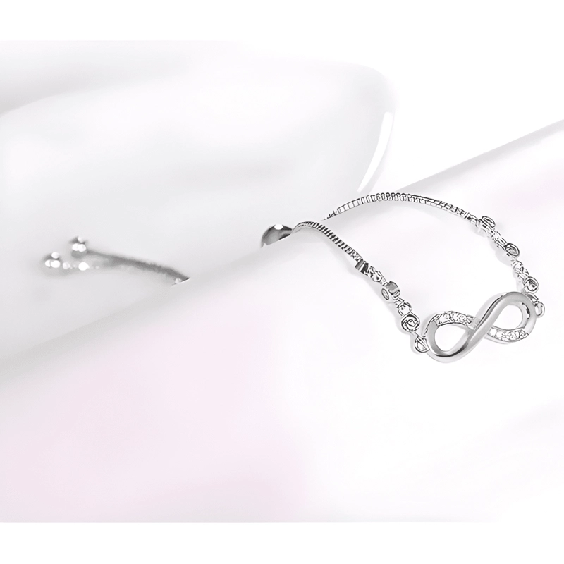 PULSERA INFINITO AJUSTABLE DE PLATA LEY S925 + BOLSA Y #2 - 3