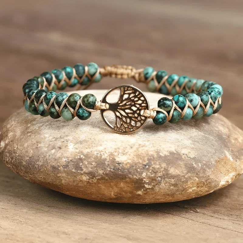 BRAZALETE JASPE ARBOL DE LA VIDA TURQUESA - 3