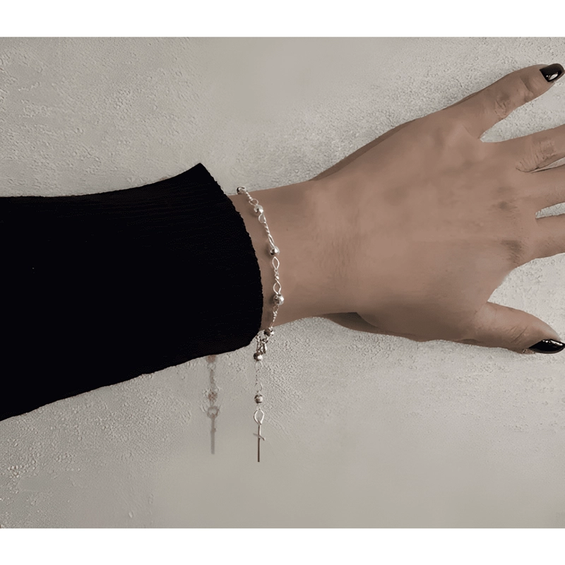 PULSERA ROSARIO MUJER PLATA ITALIANA 925 - 2
