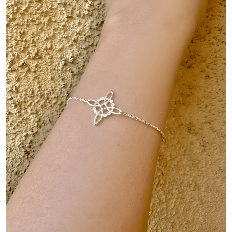 PULSERA NUDO DE BRUJAS AMULETO PROTECCION PLATA FINA - 2
