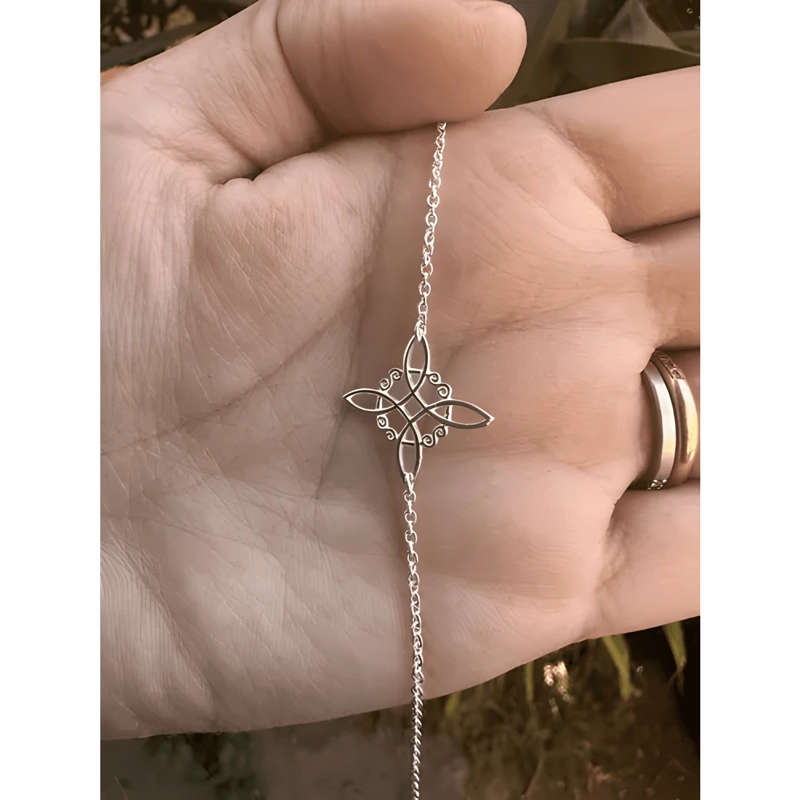 PULSERA NUDO DE BRUJAS AMULETO PROTECCION PLATA FINA - 3
