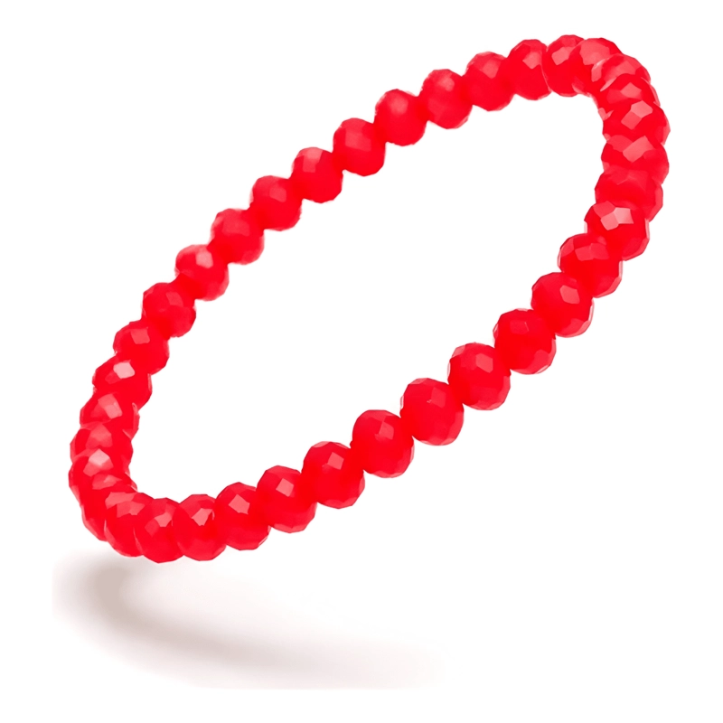 PULSERA PROTECCION ENERGIA CRISTALES FACETADA ELASTICA ROJA - 4