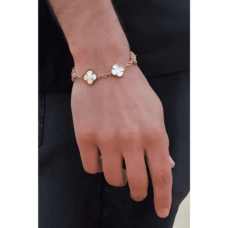 PULSERA WHITE CLOVER DORADO #2 - 1