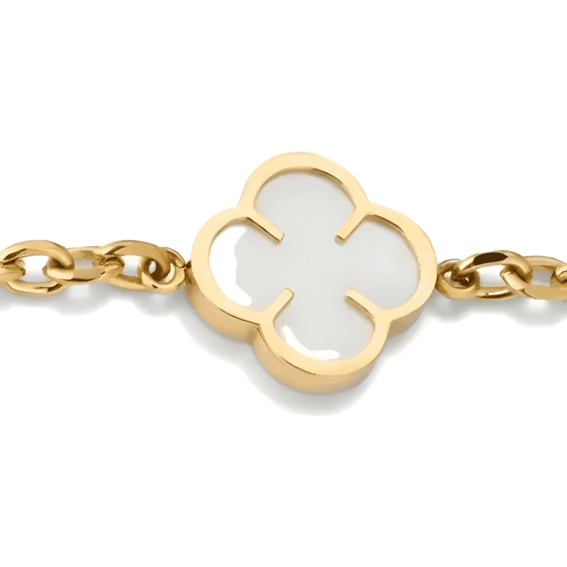 PULSERA WHITE CLOVER DORADO #2 - 3