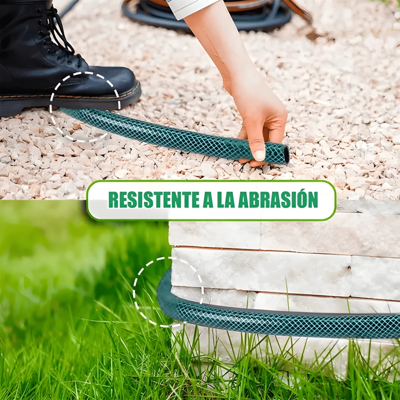 MANGUERA DE JARDIN DE PVC REFORZADA 30 M CON ACOPLES Y - 4