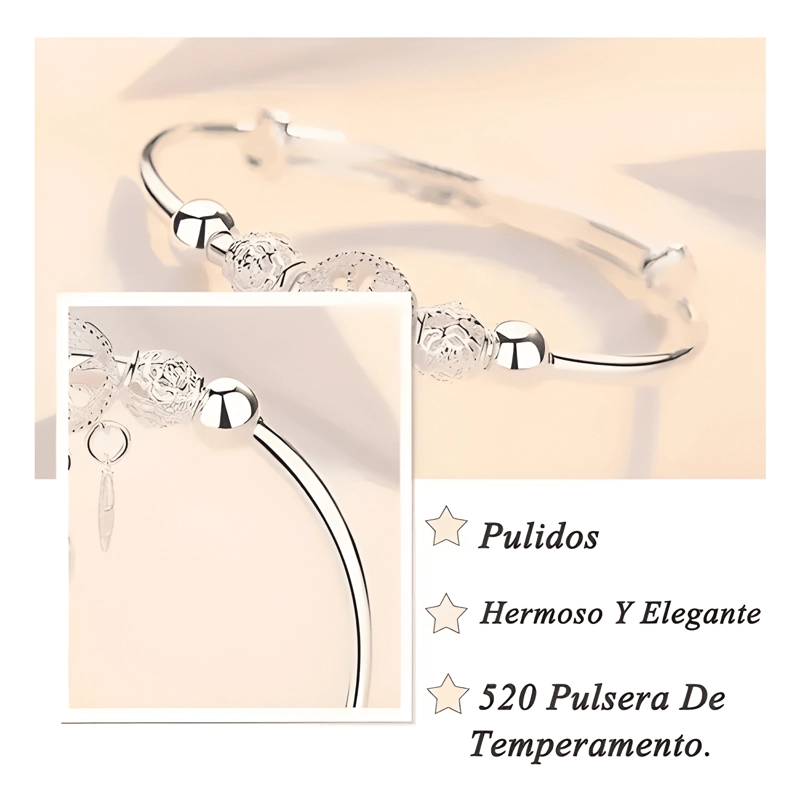 PULSERA ATRAPASUEÑOS PLATA CON BORLA DE PLUMAS MUJER JOYAS - 3