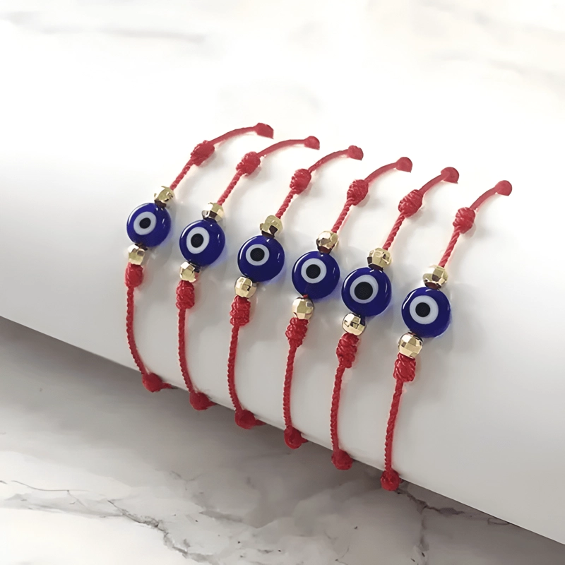 X2 PULSERA PROTECCION AMULETO PODEROSO HILO OJO TURCO ROJO - 2