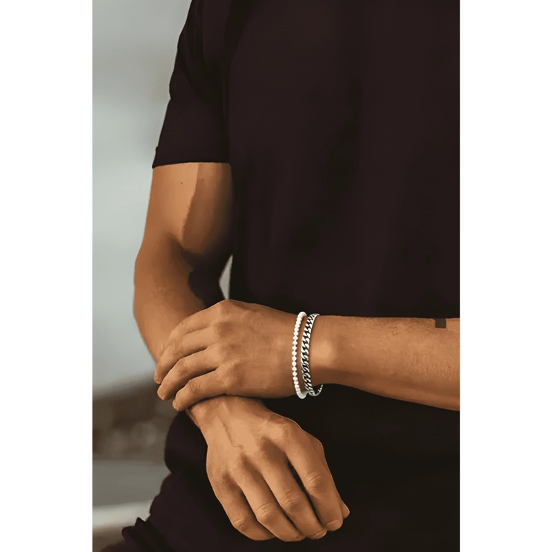 PULSERA CUBAN 8MM ACERO INOXIDABLE 316L LARGO 18 CM PLATEADA - 2