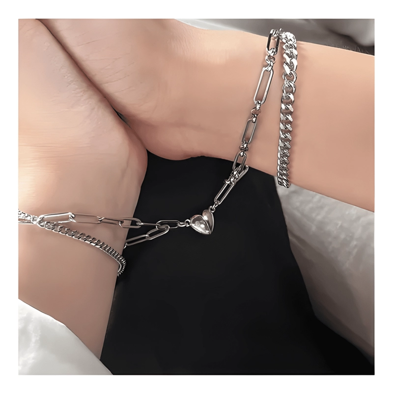 PULSERA PAREJAS DOBLE CON IMAN CORAZON REGALO SAN VALENTIN - 4