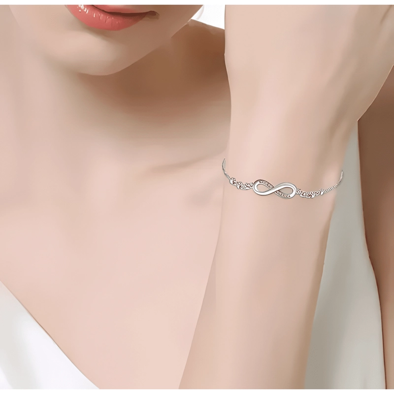 PULSERA INFINITO AJUSTABLE DE PLATA LEY S925 + BOLSA + #6 - 2