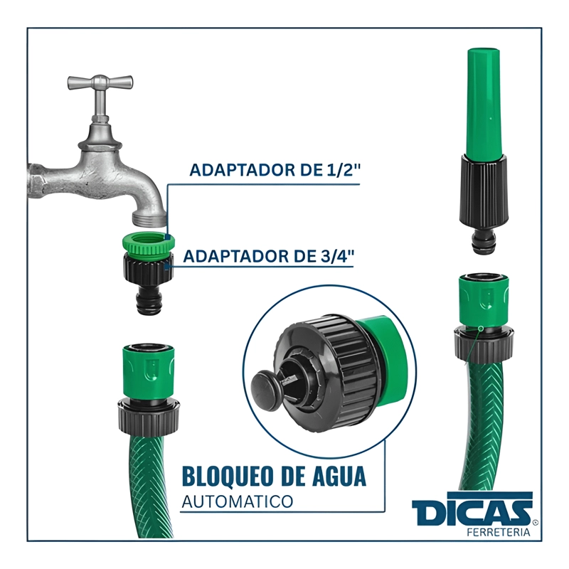 MANGUERA REFORZADA 1/2 PULGADA 20 MTS MAS PISTOLA Y ACOPLES - 4