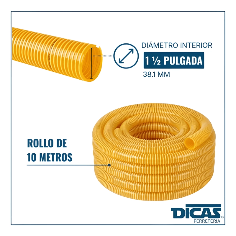 MANGUERA SUCCION 1 1/2 PULGADAS MOTOBOMBA ROLLO 10 METROS - 4
