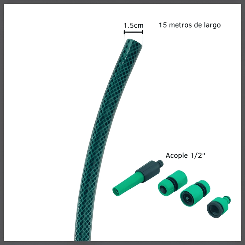 MANGUERA DE RIEGO MALLADA CON TELA Y ACOPLE 15M JARDIN PVC - 1