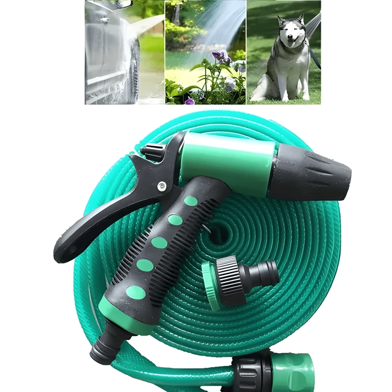 MANGUERA FLEXIBLE 1/2 PULGADA ROLLO 20 MTS PISTOLA ACOPLES - 1