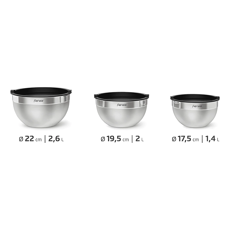 SET BOWLS ACERO INOXIDABLE 3 UNIDADES TAPA DE PLASTICO - 3
