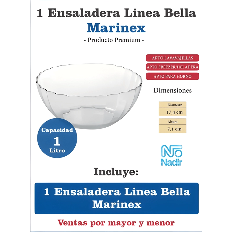 BOWL DE VIDRIO 1 LITRO - BELLA MARINEX - 2