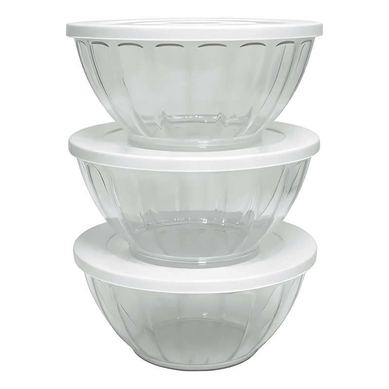 3 BOWL CONTENEDOR ENSALADERA CUENCO PLASTICO CON TAPA 2000ML - 1