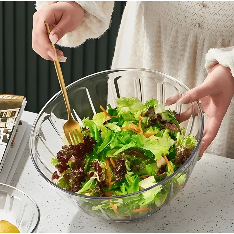 3 BOWL CONTENEDOR ENSALADERA CUENCO PLASTICO CON TAPA 2000ML - 3
