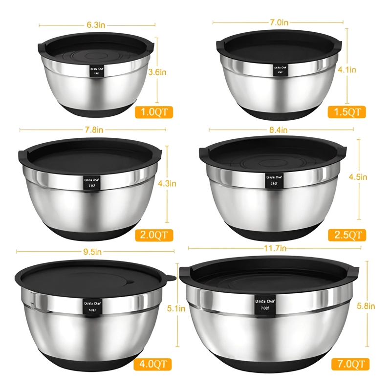 JUEGO DE BOWLS CON TAPA ACERO INOXIDABLE ANTIDESLIZANTE - 4