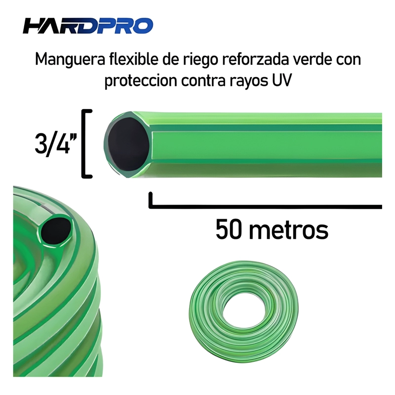 MANGUERA RIEGO 50M 3/4 2.3MM REFORZADA PROTECCION UV VERDE - 1