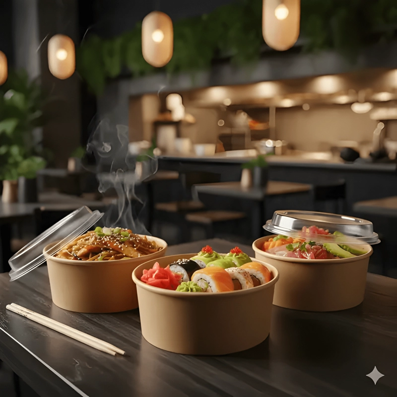 ENVASE BOWL POLIPAPEL KRAFT 500CC CON TAPA POR 100 UNIDADES - 1