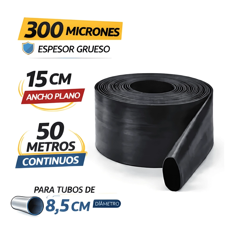 MANGA RIEGO 15CM ANCHO X 50MTS LARGO NEGRA - 1