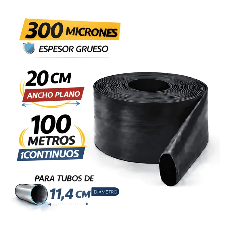 MANGA RIEGO 20CM ANCHO X 100MTS LARGO NEGRA - 1