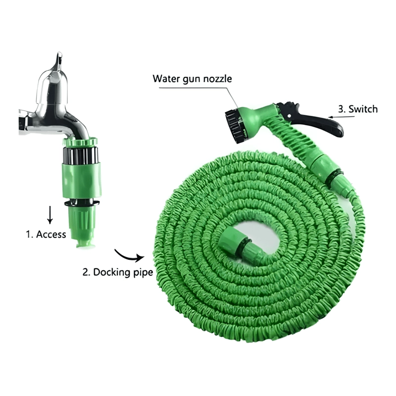 MANGUERA RIEGO RETRACTIL EXPANDIBLE 15M VERDE - 3