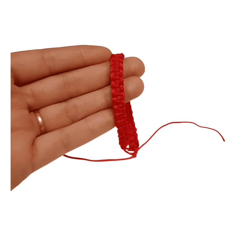 PULSERA GRUESA TEJIDA CON HILO TAMAÑO STANDAR UNISEX ROJO - 2