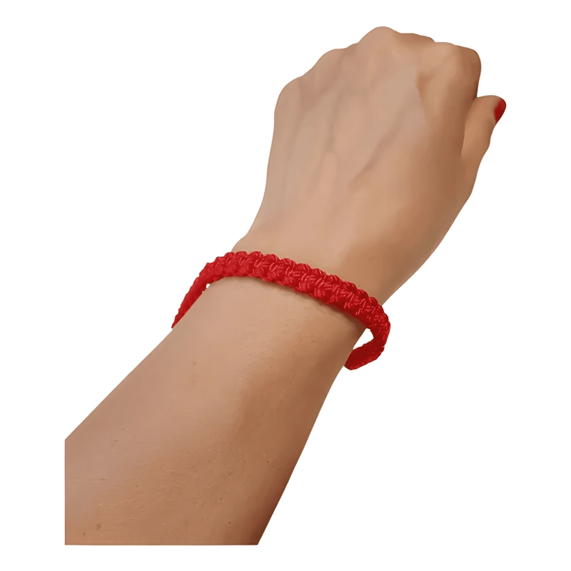 PULSERA GRUESA TEJIDA CON HILO TAMAÑO STANDAR UNISEX ROJO - 3