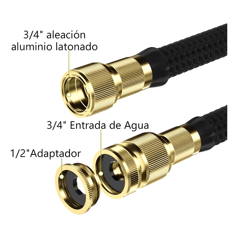 MANGUERA RETRACTIL EXPANDIBLE 15 METROS PISTOLA Y ACOPLES - 4