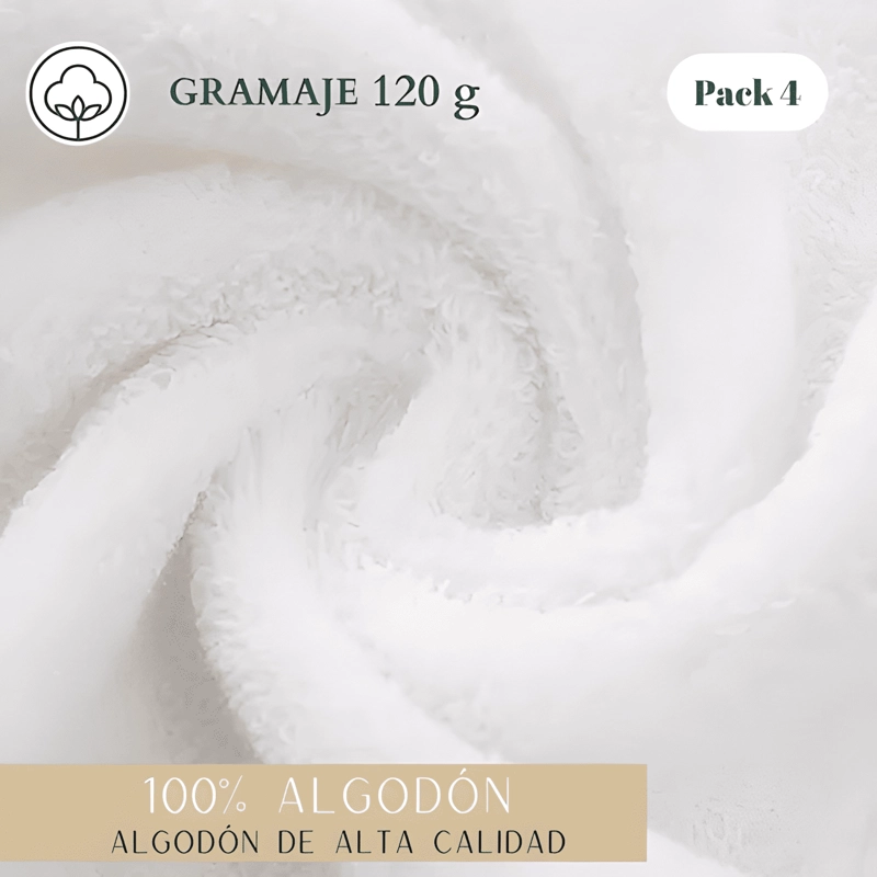 SET 4 TOALLAS ALGODON PELUQUERIA HOTEL BARBERIA SPA 35X75CM - 1