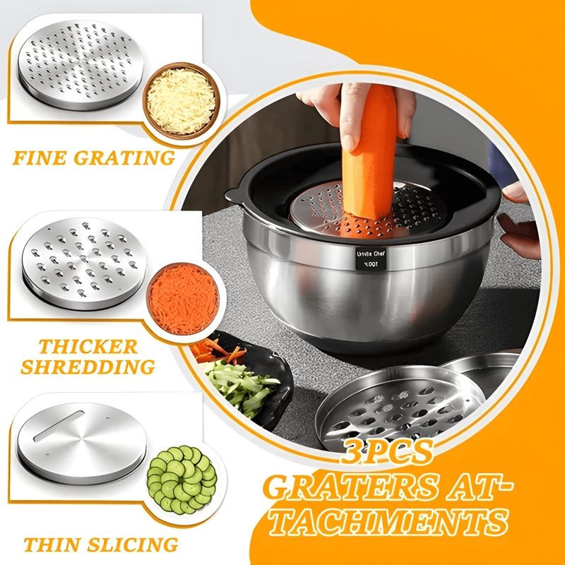 6 BOWLS CON TAPA ACERO INOXIDABLE ANTIDESLIZANTE NEGRO - 1