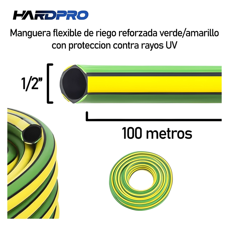 MANGUERA RIEGO JARDIN 100M 1/2 1.2MM REFORZADA PROTECCION UV - 2