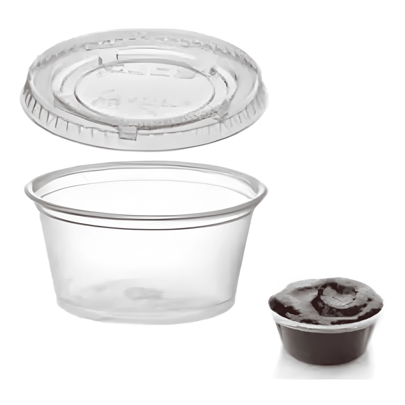 300 POCILLOS PLASTICOS CON TAPA PARA SALSAS 2OZ - 2