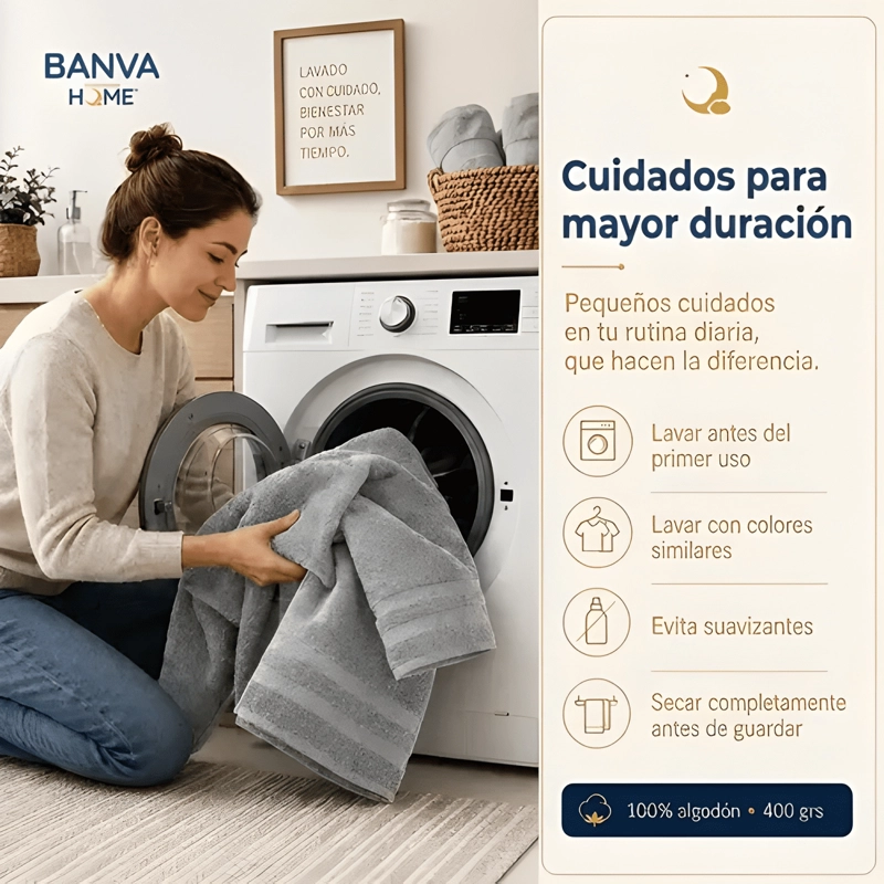 JUEGO 4 TOALLA BANO ALGODON MANOS TOALLON CUERPO 400GR GRIS - 3