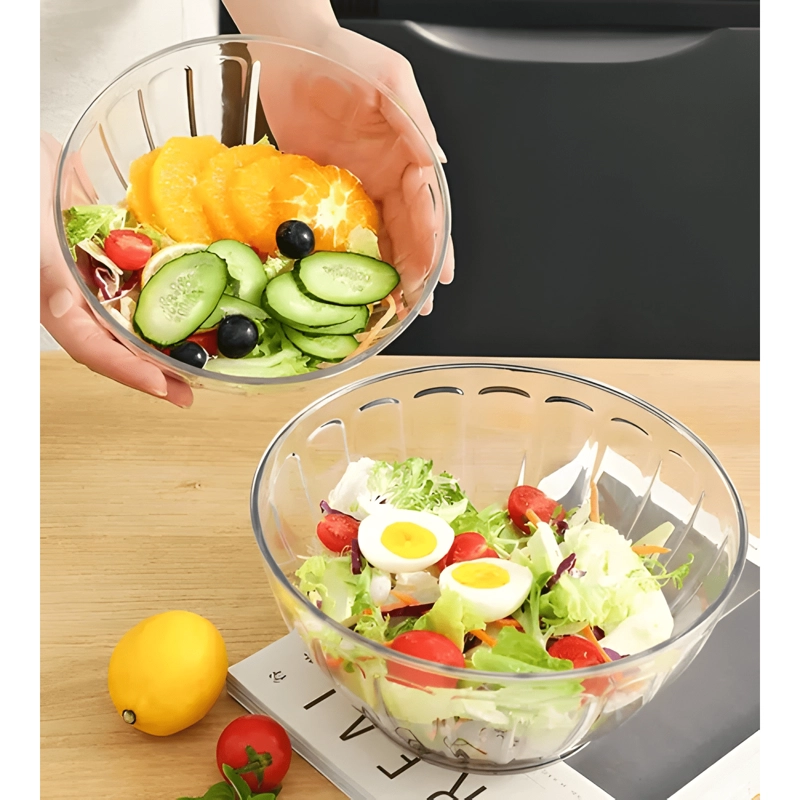 3 BOWL CONTENEDOR ENSALADERA CUENCO PLASTICO CON TAPA 1300ML - 3