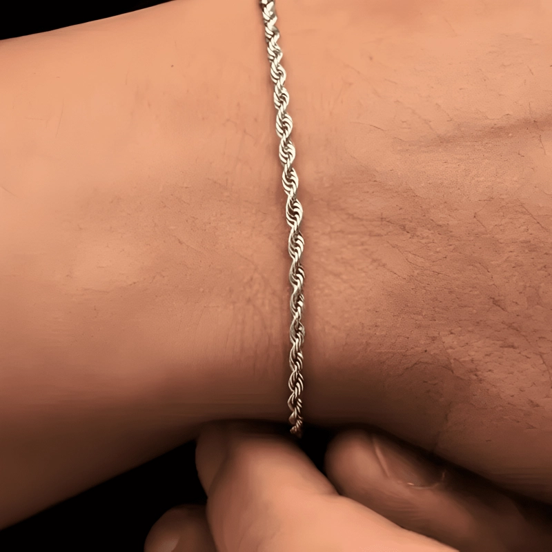 PULSERA ROPE 3MM UNISEX ELEGANTE SAINT VENIK 18 CM PLATEADA - 3