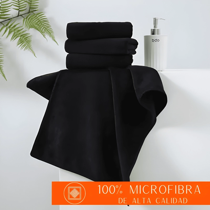 PACK 6 TOALLA PELUQUERIA HOTEL BARBERIA SPA GYM 50X100 NEGRA - 2