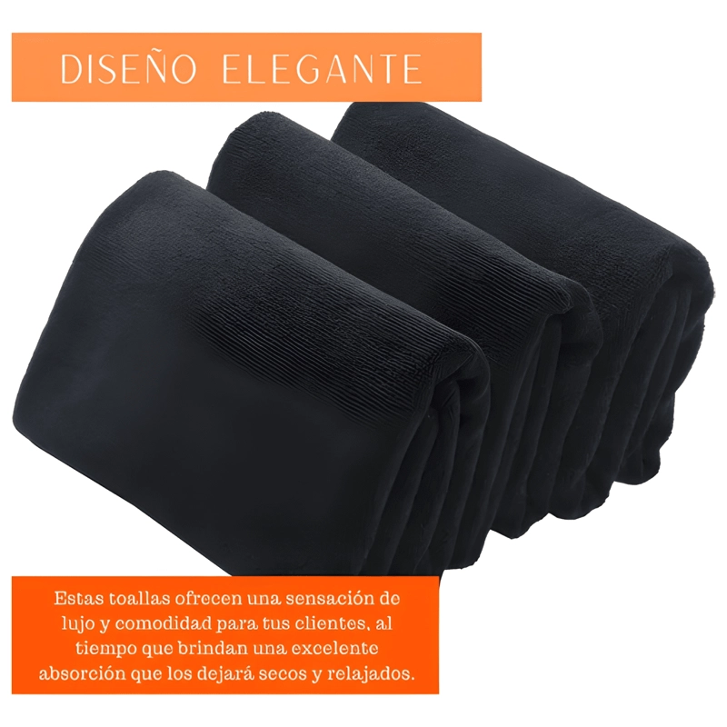 PACK 6 TOALLA PELUQUERIA HOTEL BARBERIA SPA GYM 50X100 NEGRA - 4