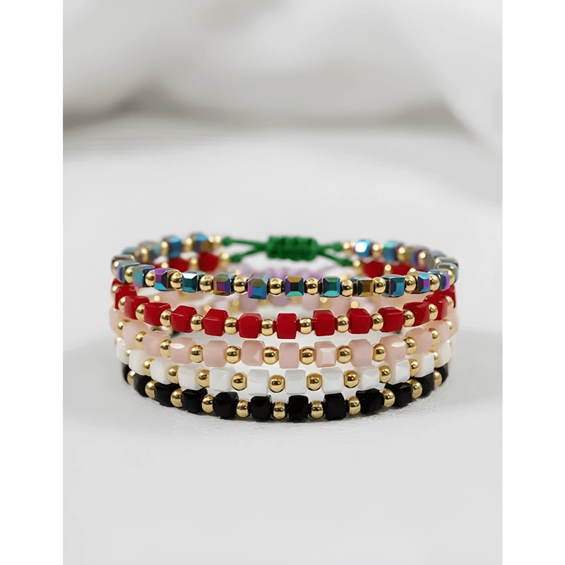 PACK 12 PULSERAS AJUSTABLES CUBOS CRISTAL MODA MAYORISTA #2 - 3