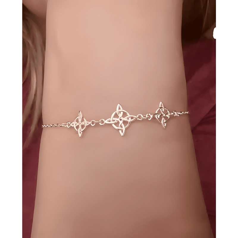 PULSERA DE NUDO DE BRUJAS PLATA FINA AJUSTABLE PROTECCION - 2