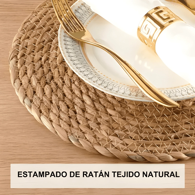 6PCS MANTELES INDIVIDUALES REDONDOS TRENZADOS 35 CM, #2 - 2