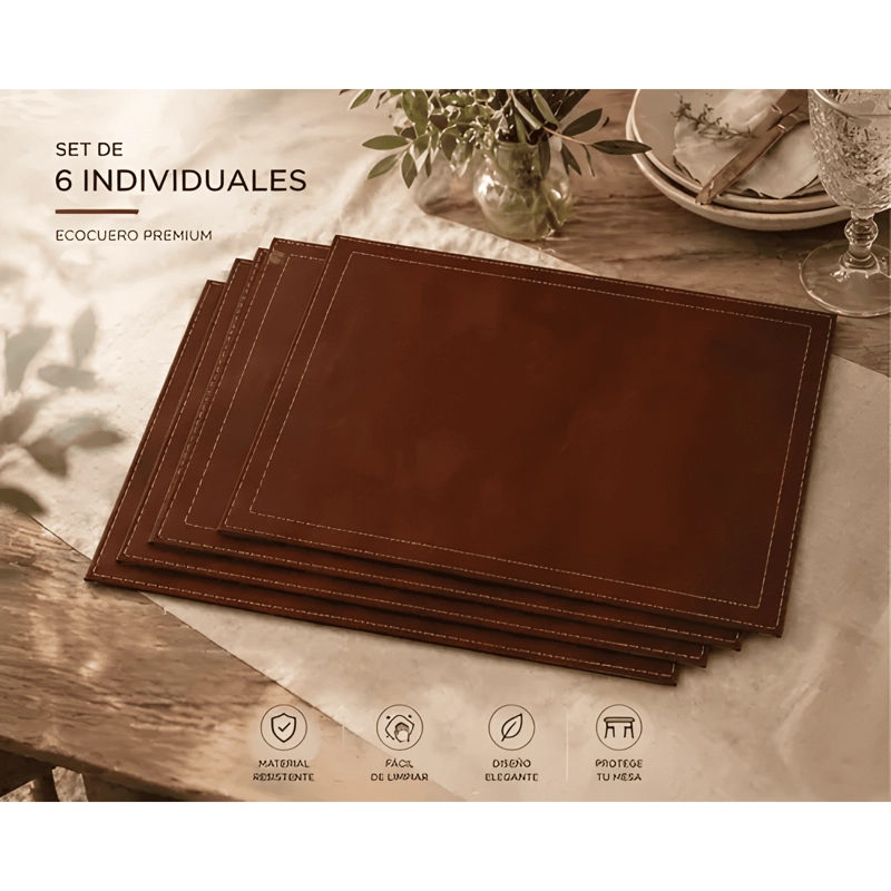 INDIVIDUALES DE MESA ECOCUERO RIGIDO 40X30 CM PACK SET 6 #2 - 1