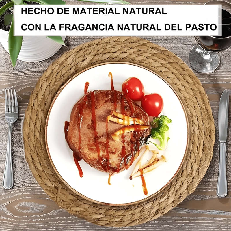 6PCS MANTELES INDIVIDUALES REDONDOS TRENZADOS 35 CM, - 4